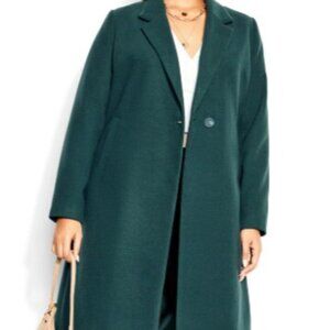 City Chic Jacket Effortless Coat Size 14 Emerald Green NWT $169